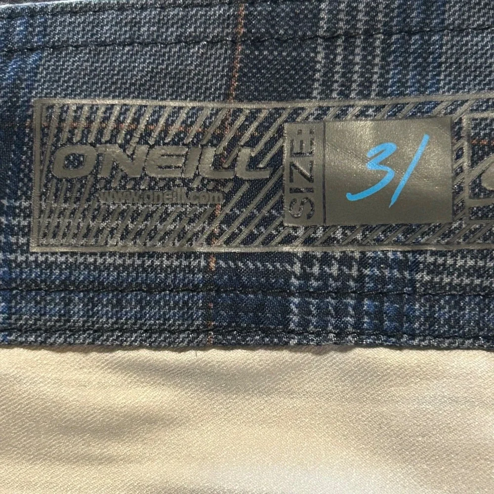 O'Neill Mens Board Shorts Black‎ White Red Striped Surf Trunks Size 31 RN85773